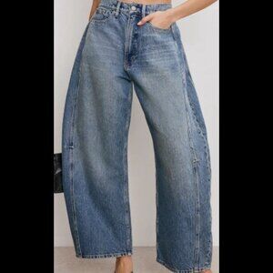 Good American Good Extreme Barrel Jeans NWT Indigo Size 27 4